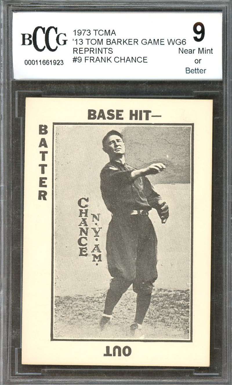 Frank Chance Card 1973 Tcma '13 Tom Barker Game Wg6 Reprints #9 Cubs BGS BCCG 9 Image 1