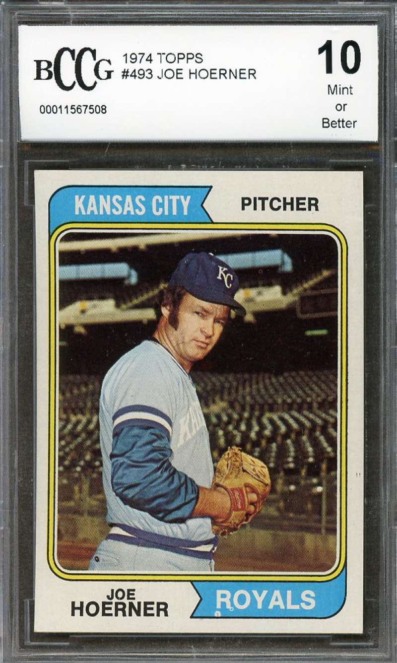 Joe Hoener Card 1974 Topps #493 Kansas City Royals BGS BCCG 10 Image 1