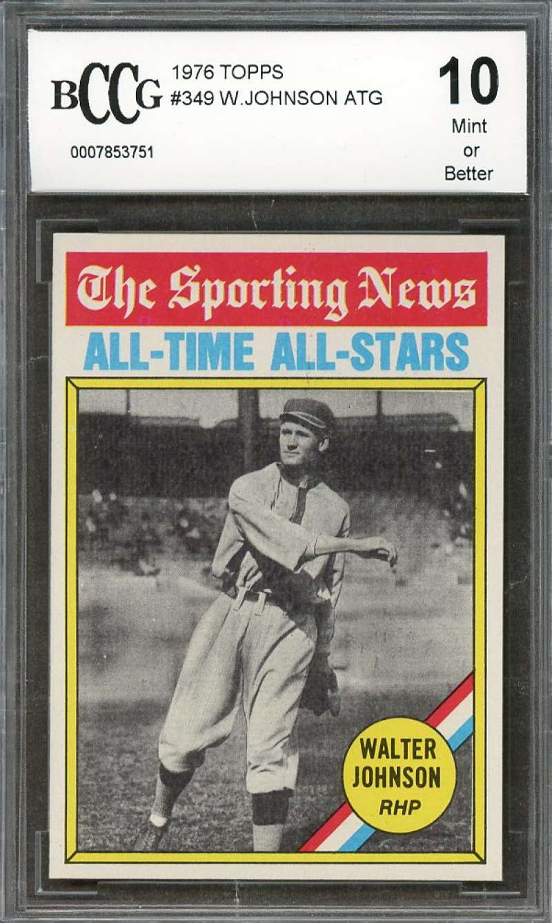 Walter Johnson Card 1976 Topps #349 Washington Senators BGS BCCG 10 Image 1