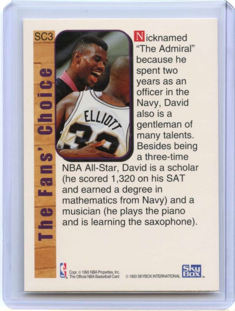David Robinson Card 1992-93 Hoops Supreme Court #SC3 San Antonio Spurs Image 2