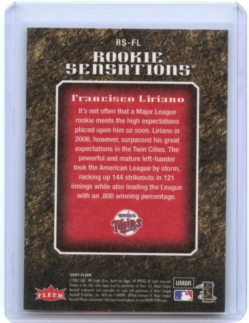 Francisco Liriano Rookie Card 2007 Fleer Sensations #FL Minnesota Twins Image 2