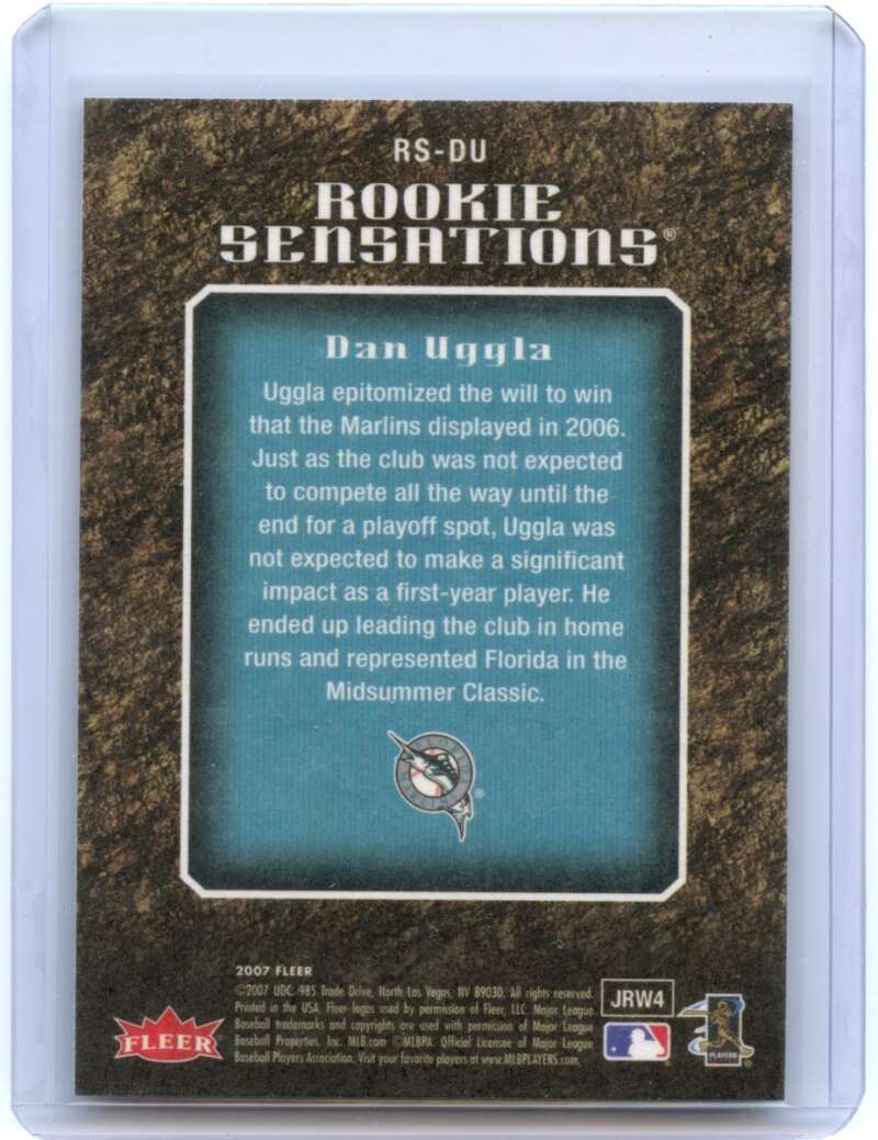 Dan Uggla Rookie Card 2007 Fleer Sensations #DU Florida Marlins Image 2