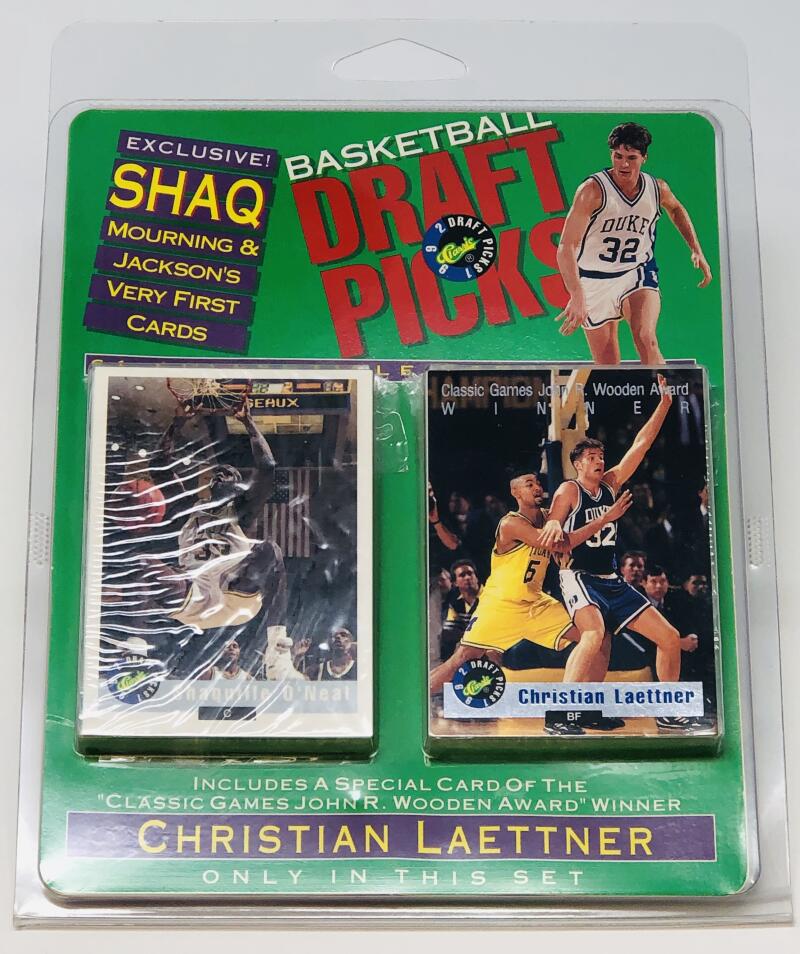 1992 Classic Draft Picks Basketball Sealed Hanger Set w/2 Shaquille O'Neal Rookie Card Image 1