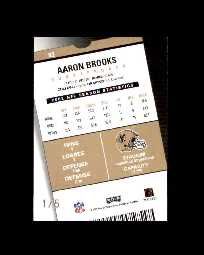 Aaron Brooks Card 2003 Playoff Contenders Orange County #83 1/5 Image 2