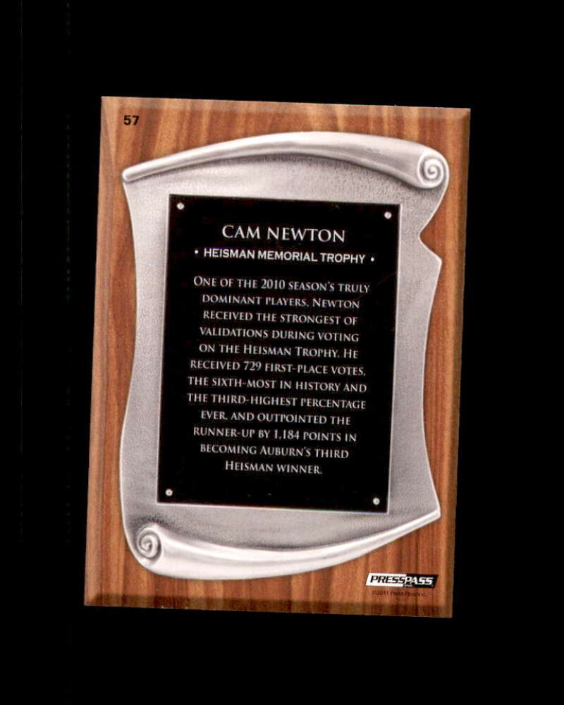 Cam Newton Rookie Card  2011 Press Pass #57 Carolina Panthers Image 2