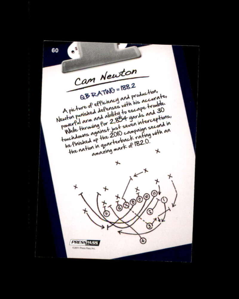 Cam Newton Rookie Card 2011 Press Pass #60 Carolina Panthers Image 2