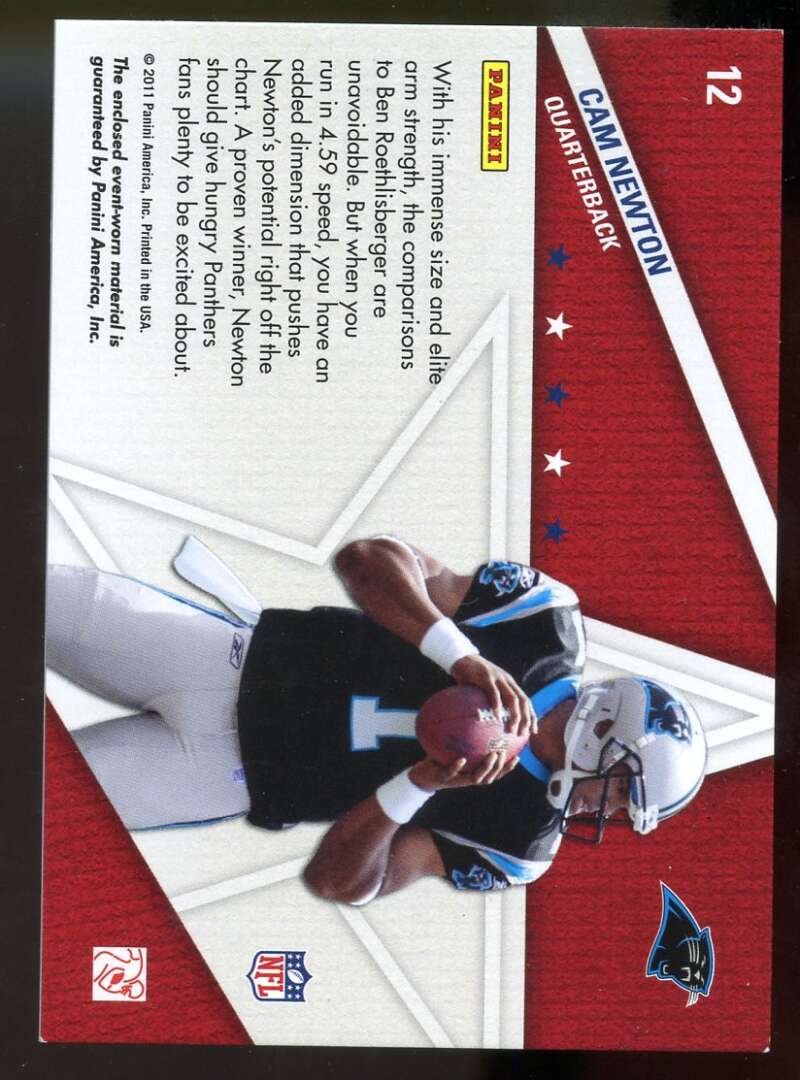 Cam Newton Rookie Card 2011 Abs Mem Star Gazing Materials #12 Panthers Image 2