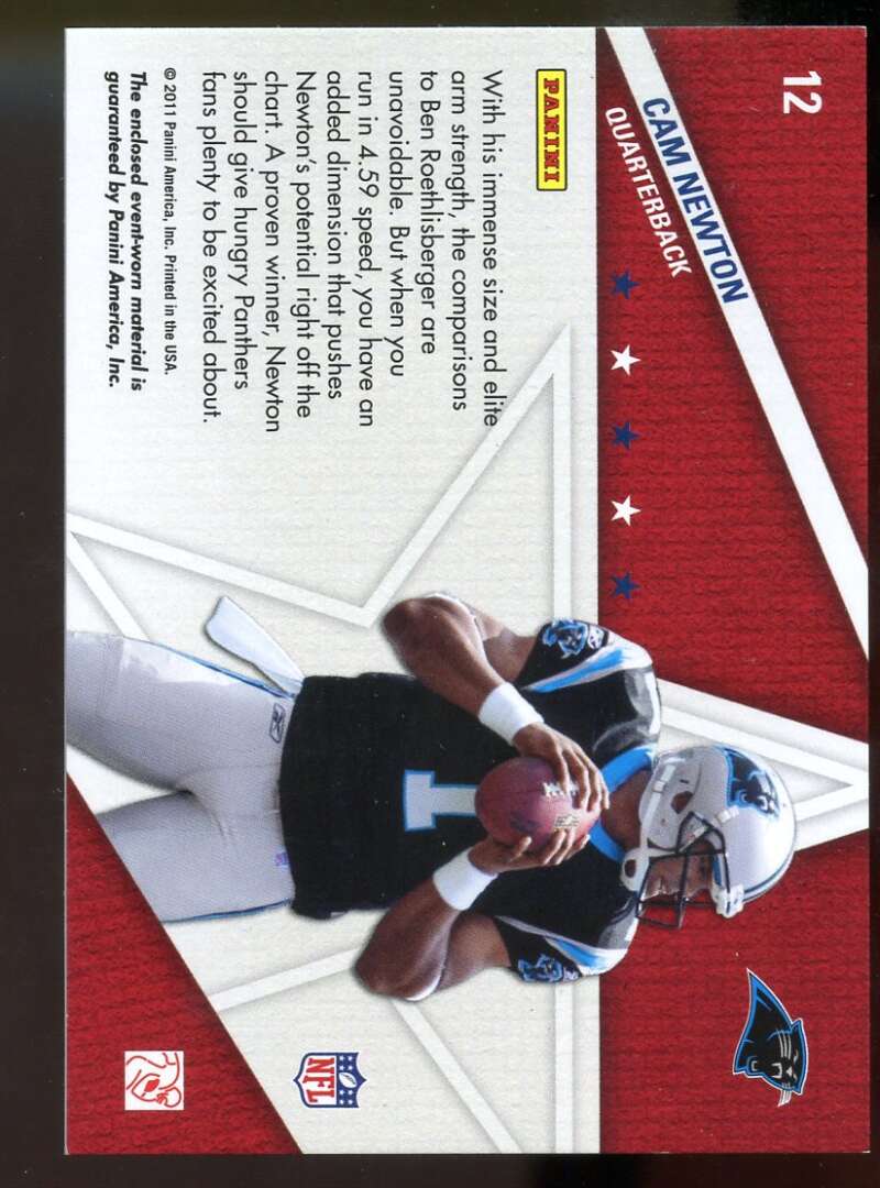 Cam Newton Rookie Card 2011 Abs Mem Star Gazing Materials #12 Panthers Image 2