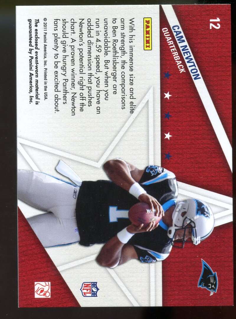 Cam Newton Rookie Card 2011 Abs Mem Star Gazing Materials #12 Panthers Image 2