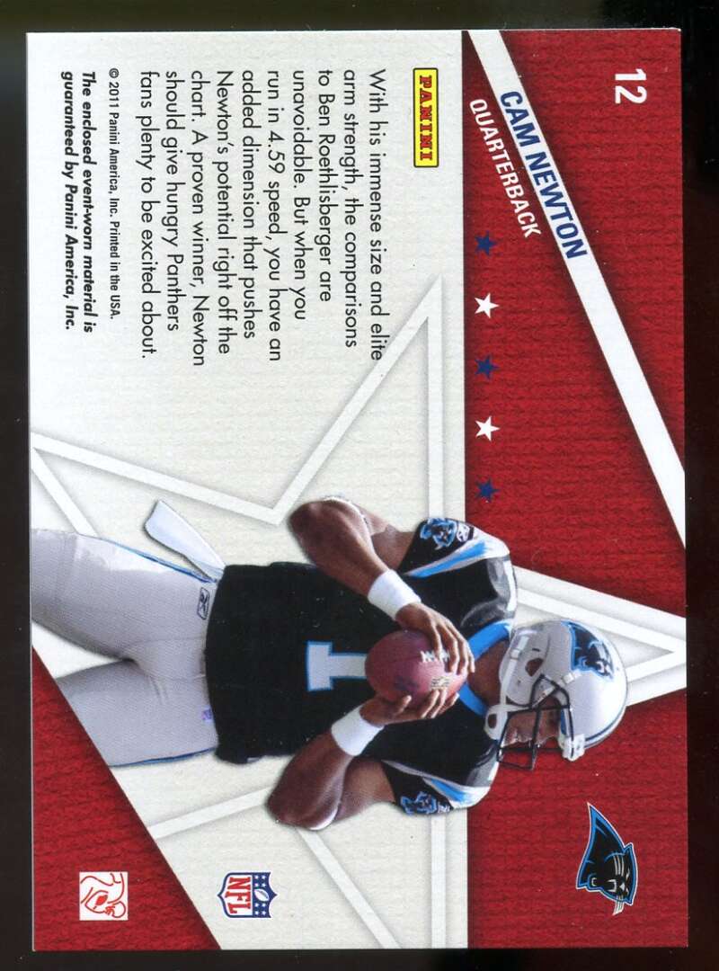 Cam Newton Rookie Card 2011 Abs Mem Star Gazing Materials #12 Panthers Image 2