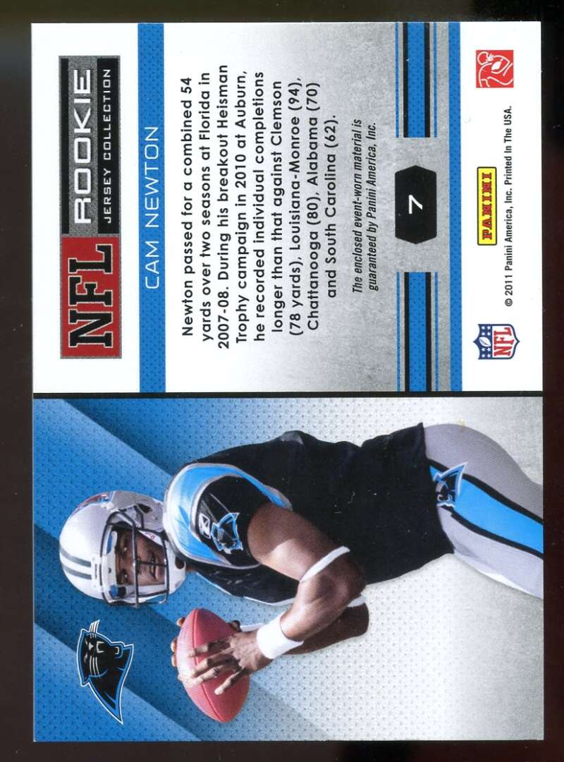 Cam Newton Rookie Card 2011 Abs. Memorabilia Rookie Jrsy Coll. #7 Panthers Image 2
