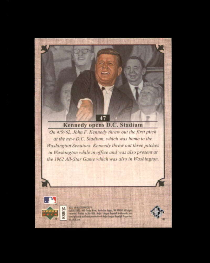 John F. Kennedy Card 2007 UD Masterpieces #47 Washington Senators Image 2