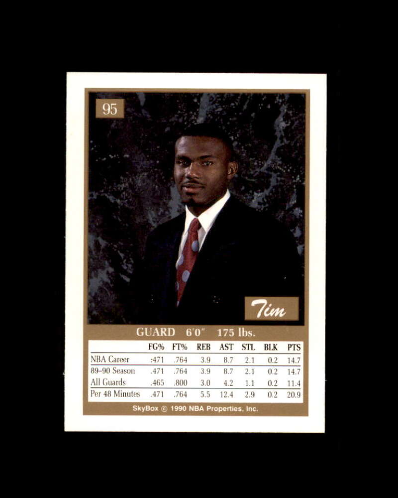 Tim Hardaway Rookie Card 1990-91 SkyBox #95 Golden State Warriors Image 2