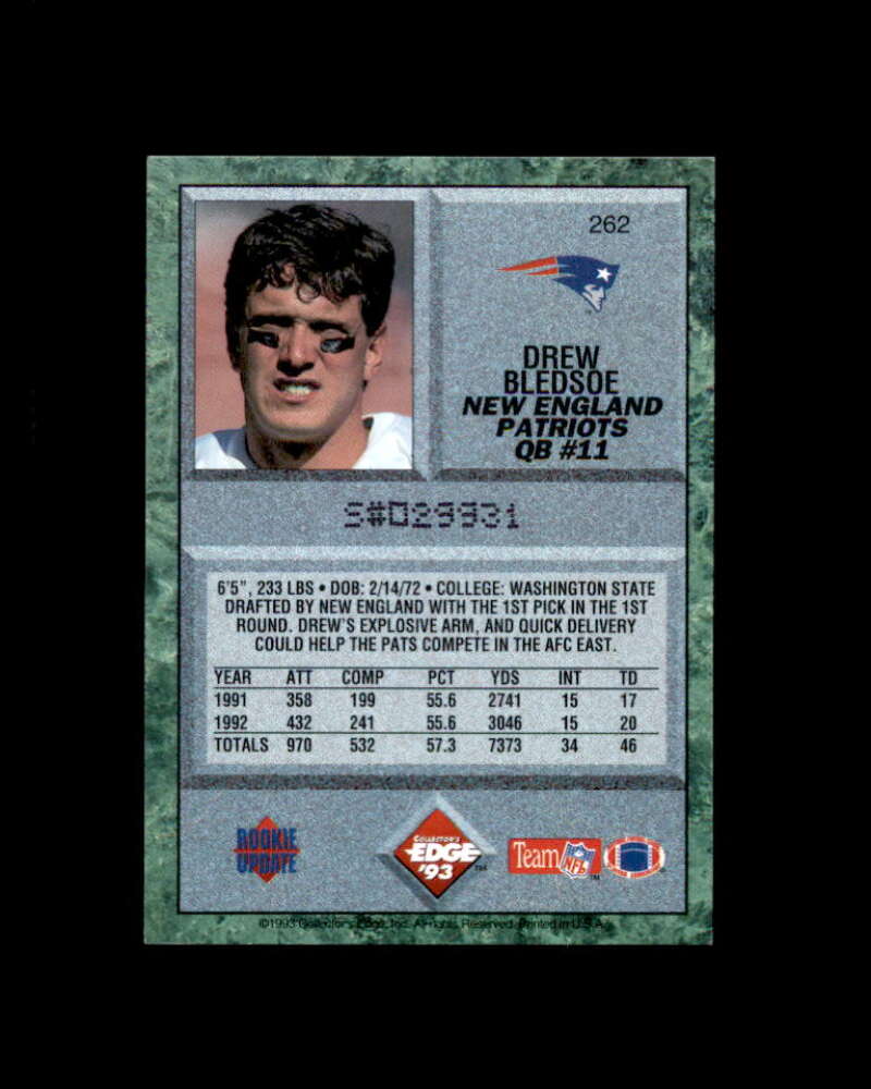 Drew Bledsoe Rookie Card 1993 Collector's Edge #262 New England Patriots Image 2