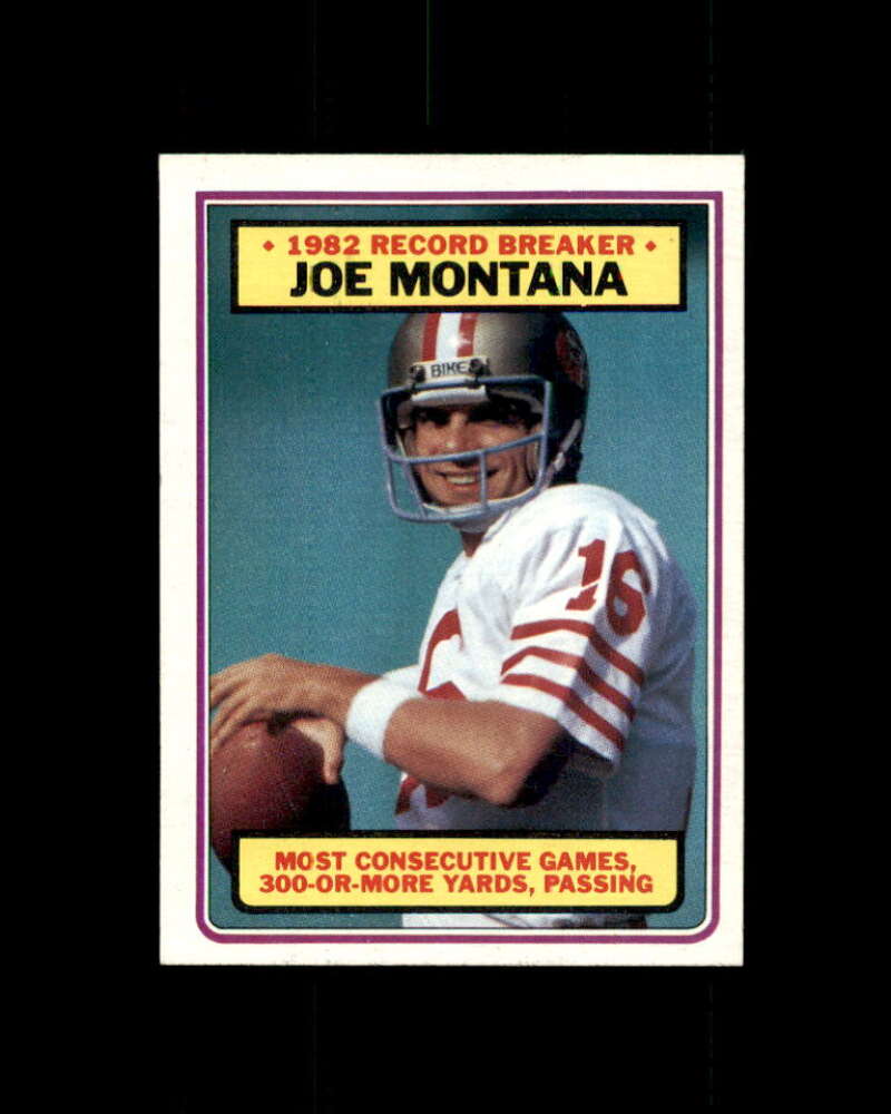 Joe Montana Card 1983 Topps Record Breaker #4 San Francisco 49Ers Image 1