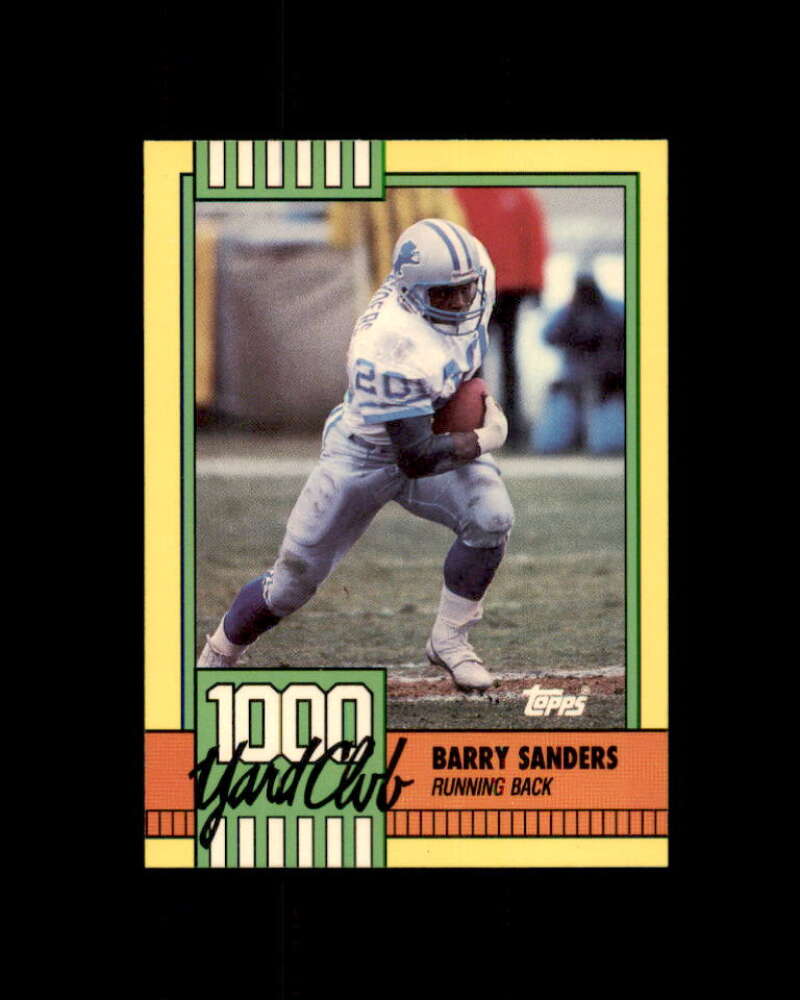 Barry Sanders Card 1990 Topps 1000 Yard Club #3 Detroit Lions Image 1