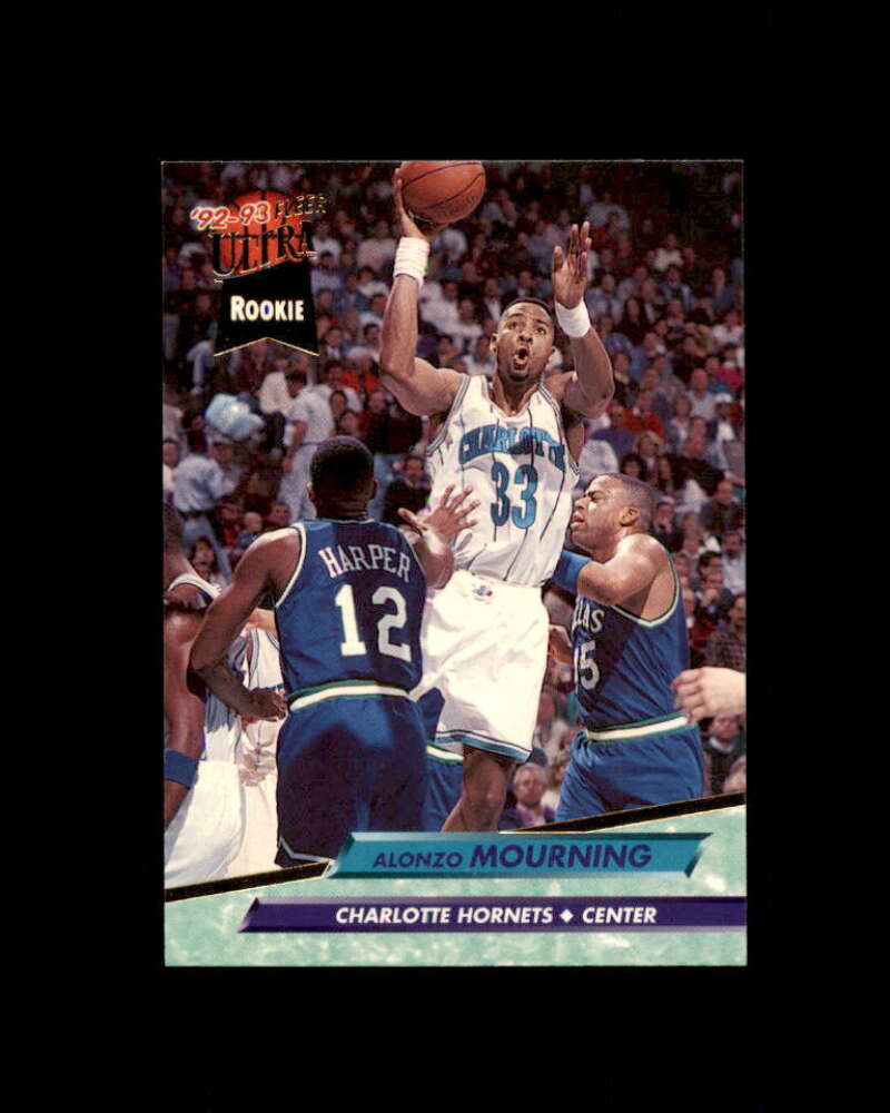 Alonzo Mourning Rookie Card 1992-93 Ultra #234 Charlotte Hornets Image 1