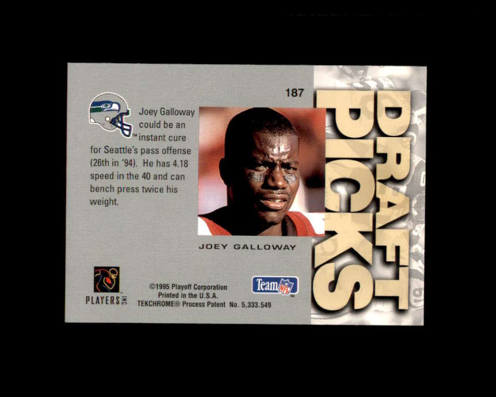 Joey Galloway Rookie Card 1995 Absolute #187 Seattle Seahawks Image 2