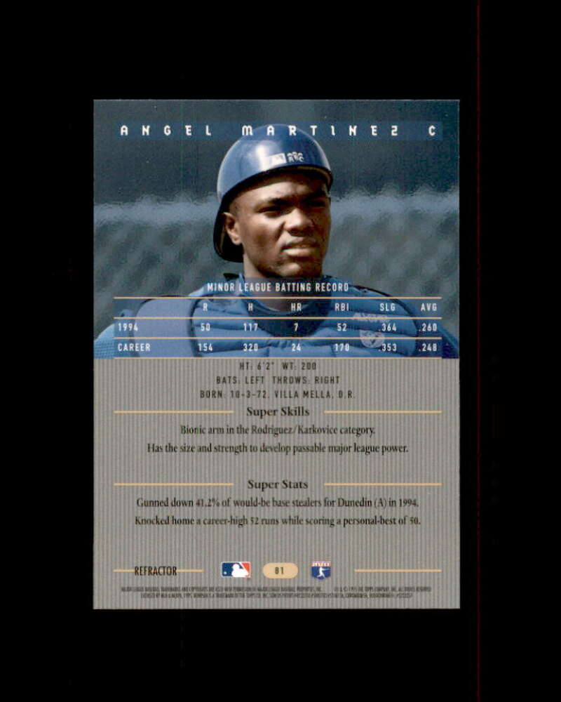 Angel Martinez Card 1995 Bowman's Best Refractors #B81 Toronto Blue Jays Image 2