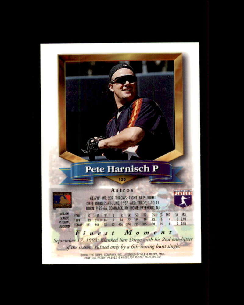 Pete Harnisch Card 1994 Finest Refractors #120 Houston Astros Image 2