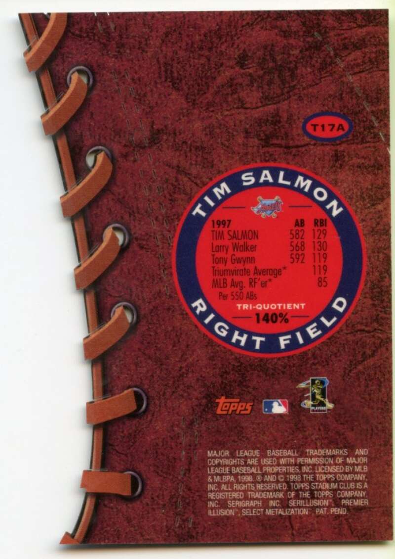 Tim Salmon Card 1998 Stadium Club Triumvirate Luminescent #T17A Image 2