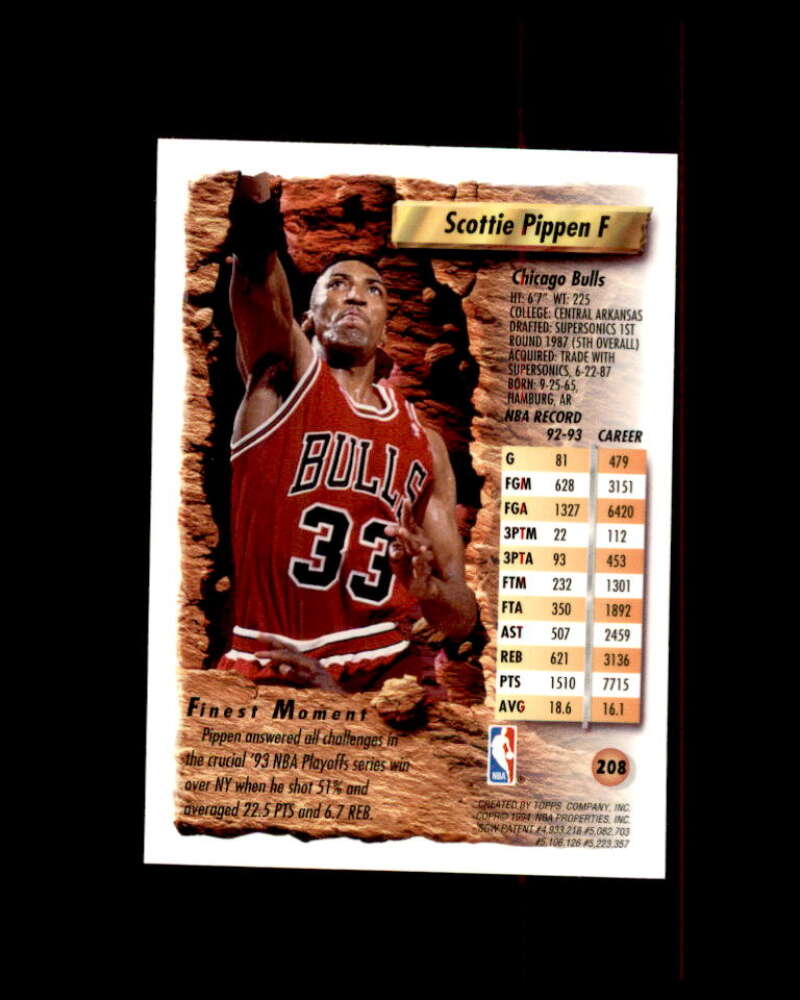 Scottie Pippen Card 1993-94 Finest #208 Image 2
