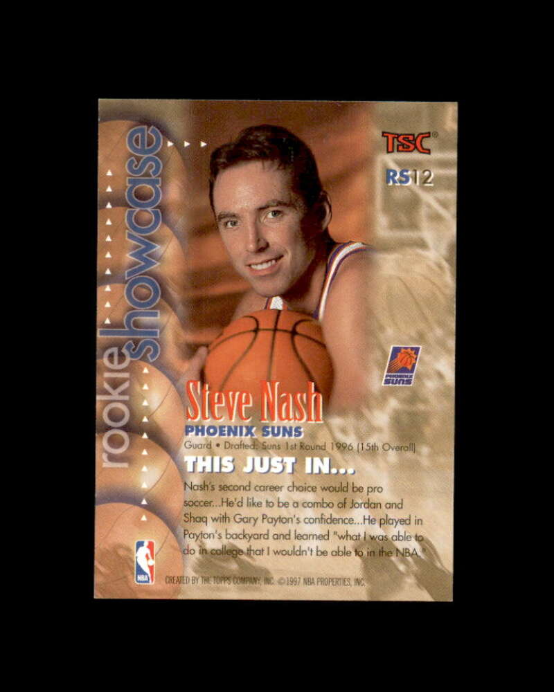 Steve Nash Rookie Card 1996-97 Stadium Club Rookie Showcase #RS12 Image 2