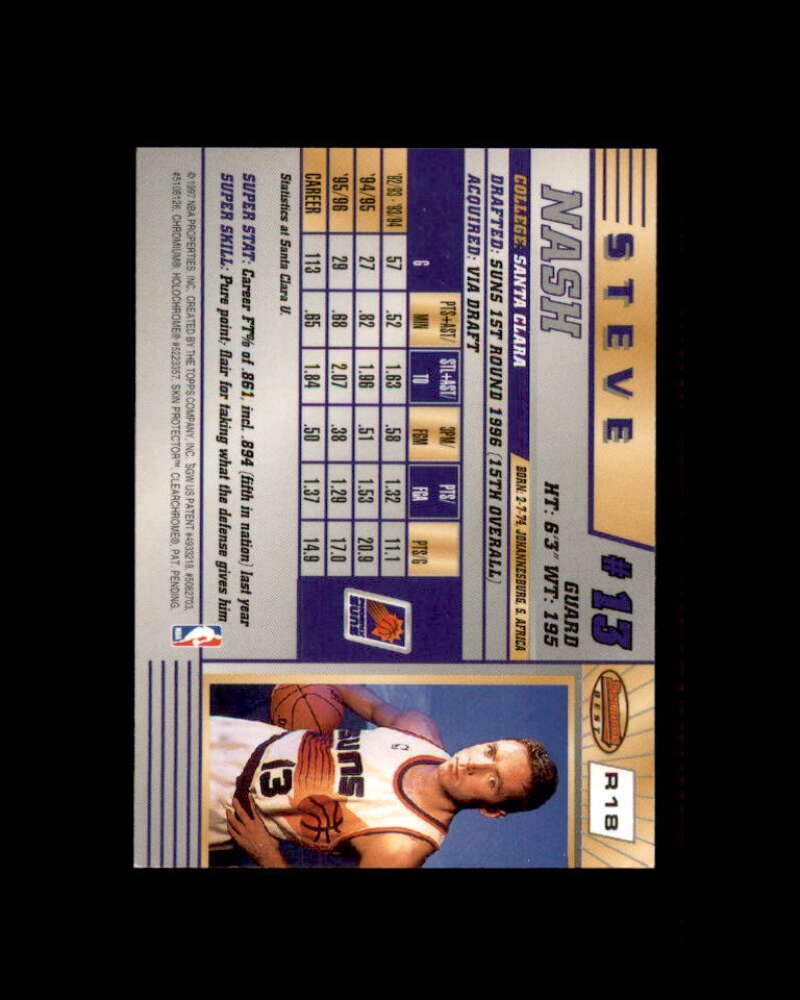 Steve Nash Rookie Card 1996-97 Bowman's Best #R18 Image 2
