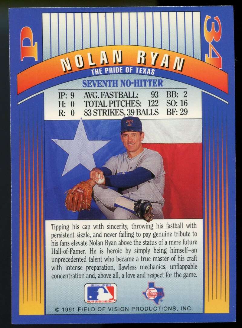 Nolan Ryan Card 1991 SilverStar Holograms #2 Image 2