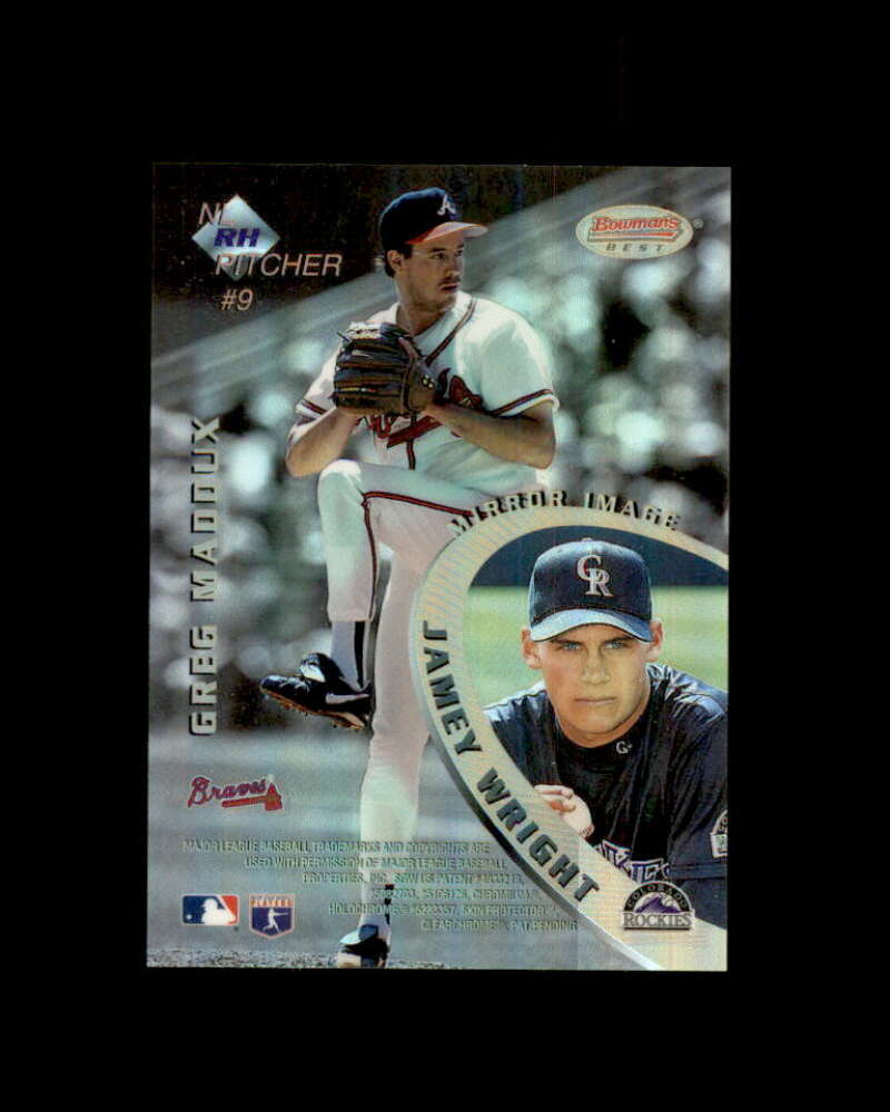 G.Maddux/Mussina/B.Colon Card 1996 Bowman's Best Mirror Image Refractors #9 Image 2