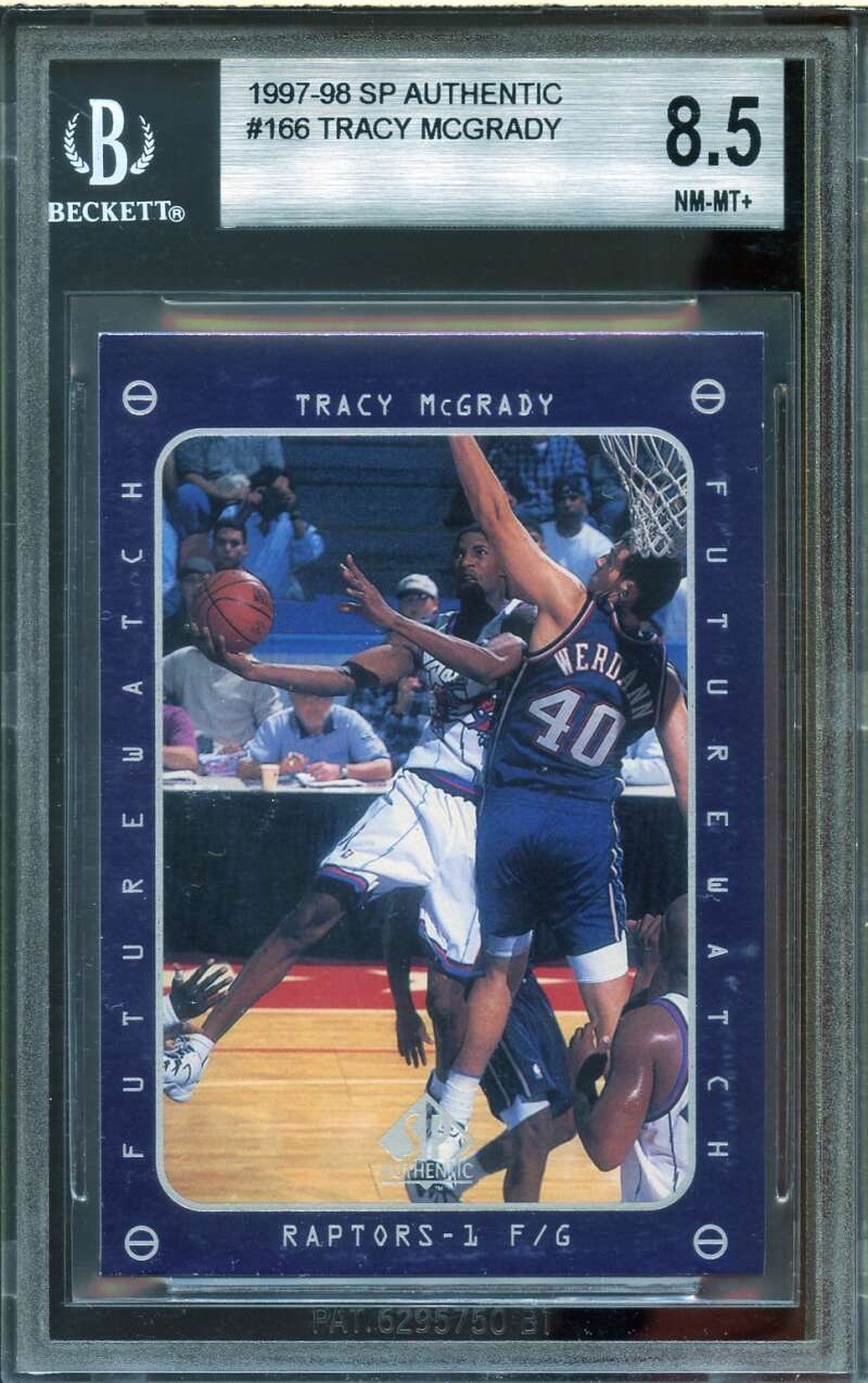Tracy McGrady FW Rookie Card 1997-98 SP Authentic #166 BGS 8.5 (8 8.5 8.5 9) Image 1