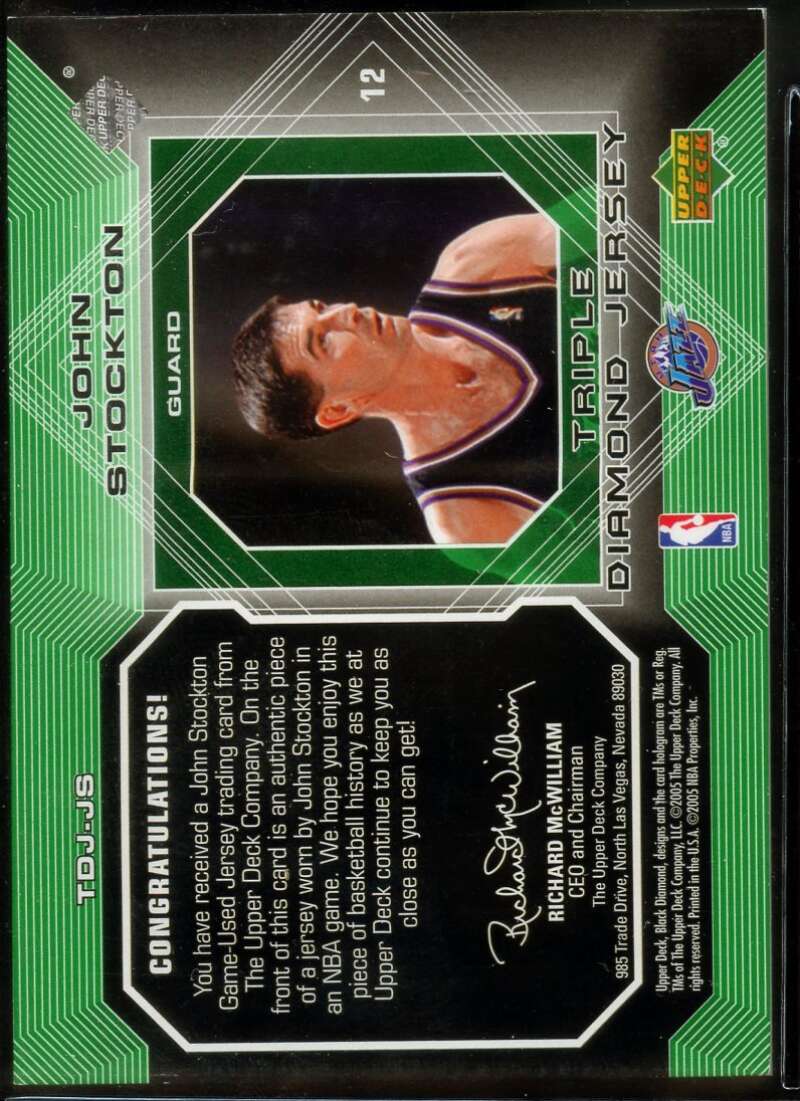 John Stockton Card 2004-05 Black Diamond Jerseys Triple Diamond #JS Image 2