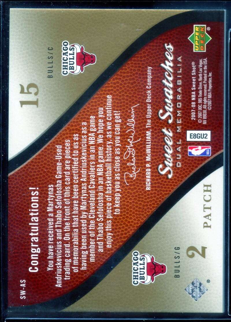 Martynas Andriuskevicius/Thabo Sefolosha 2007-08 Sweet Swatches Dual Patches #AS Image 2