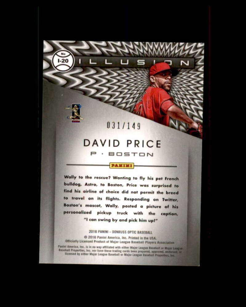 David Price Card 2016 Donruss Optic Illusion Blue #20 Image 2