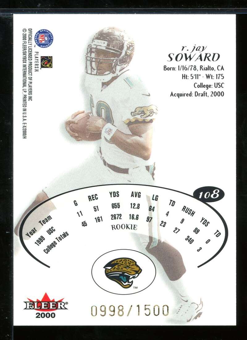 R.Jay Soward Rookie Card 2000 E-X #108 Image 2