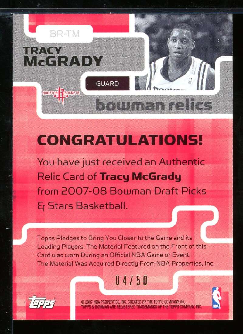 Tracy McGrady Card 2007-08 Bowman Relics Dual Bronze #TM Image 2