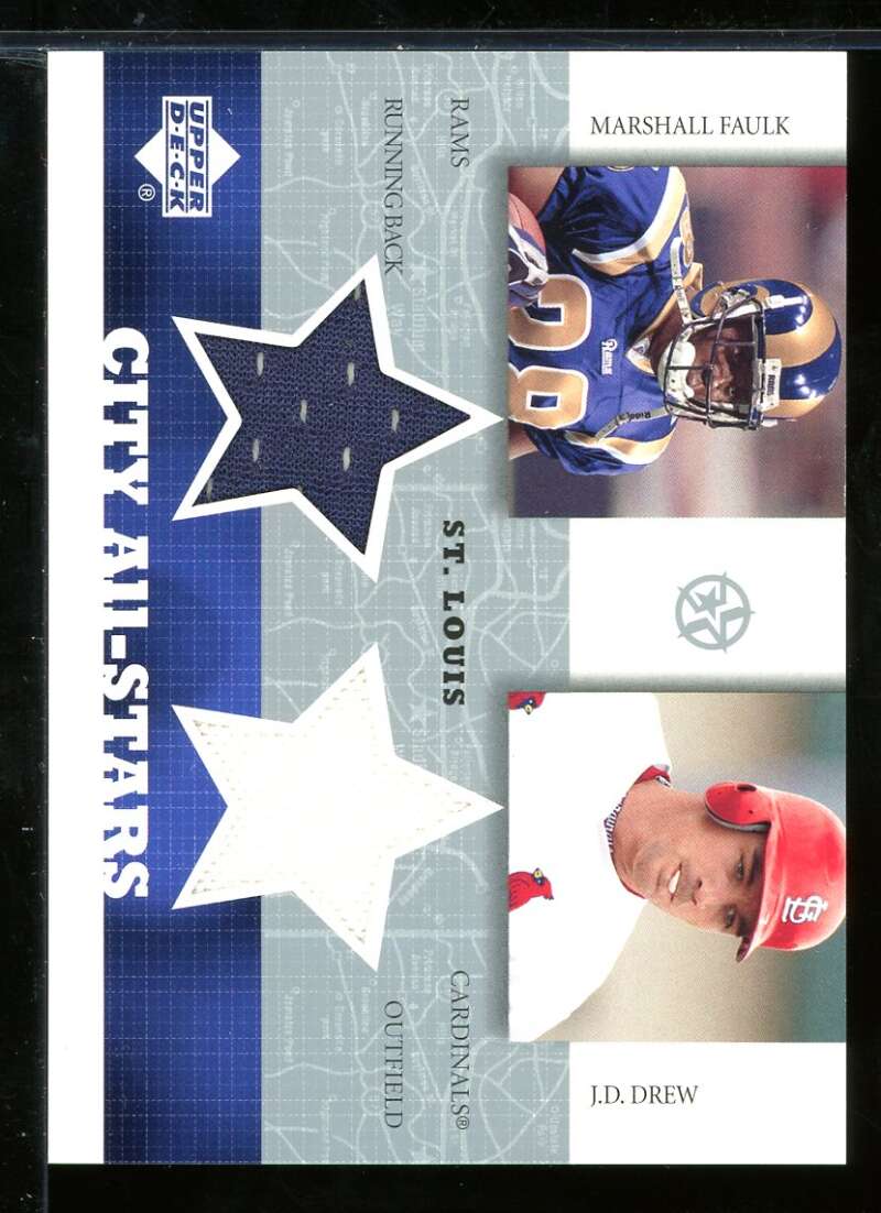 Marshall Faulk/J.D. Drew 2002-03 UD SuperStars City All-Stars Dual Jersey #MFJD Image 1