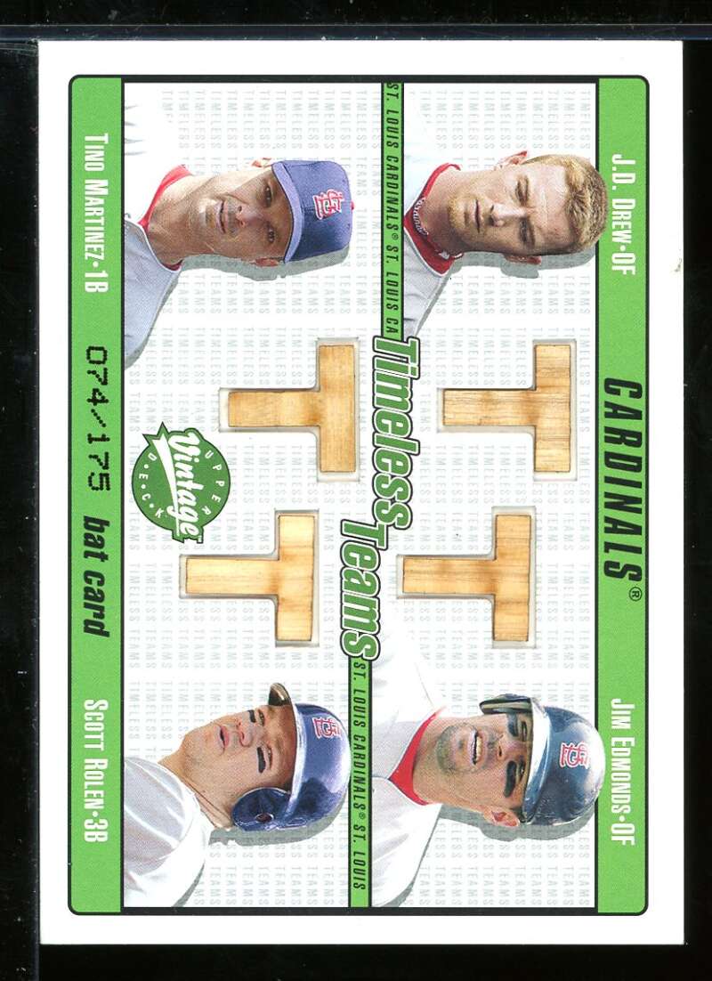 J.D. Drew/Edmonds/Martinez/Rolen 2003 UD Vintage Timeless Teams Bat Quads #DEMR Image 1