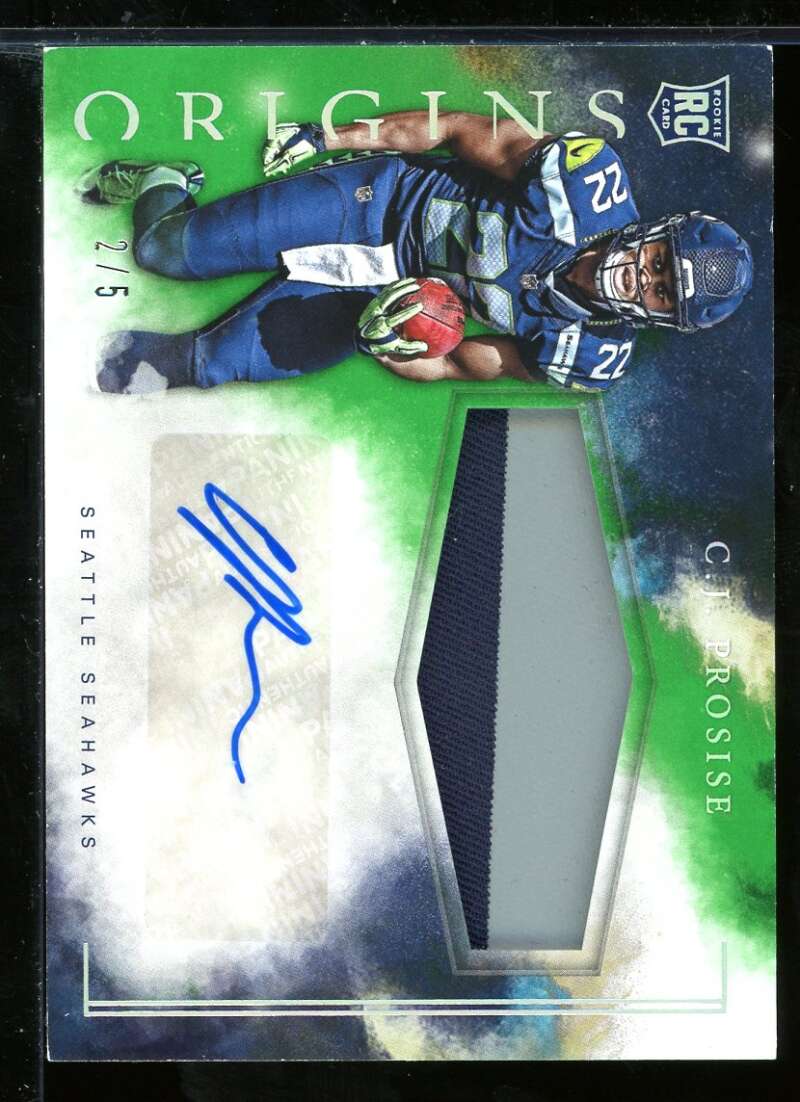 C.J. Prosise 2016 Panini Origins Rookie Jumbo Patch Autographs Green #RJPACP Image 1