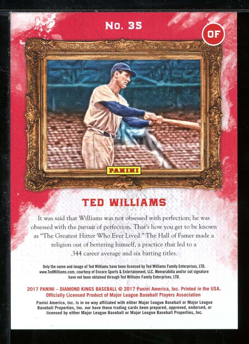 Ted Williams Card 2017 Diamond Kings Framed Red #35 Image 2