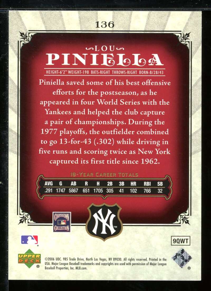 Lou Piniella Card 2006 SP Legendary Cuts #136 Image 2
