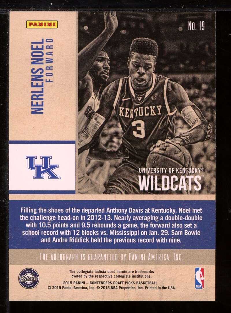 Nerlens Noel Card 2015-16 Panini Contenders Draft Picks OS Colors Signatures #19 Image 2