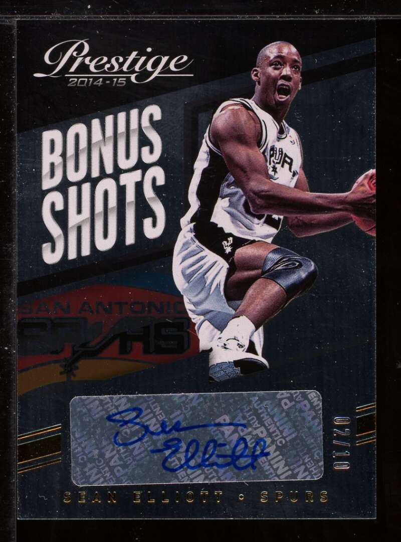 Sean Elliott Card 2014-15 Prestige Plus Bonus Shots Autographs Gold #79 /10 Image 1