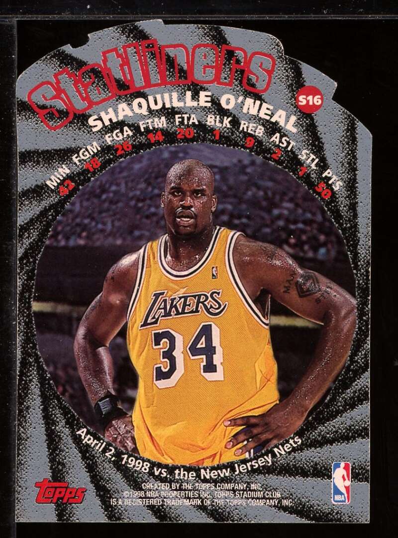 Shaquille O'Neal Card 1998-99 Stadium Club Statliners #S16 Image 2