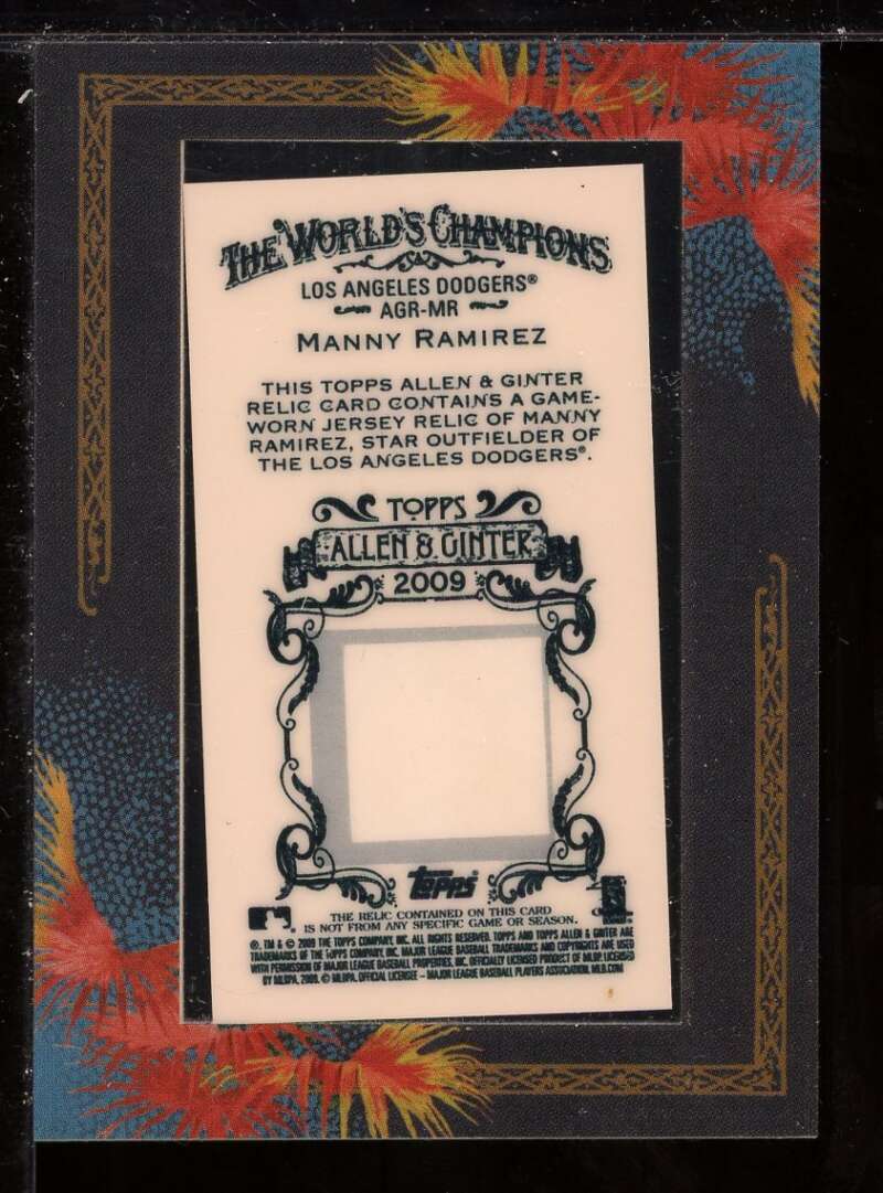 Manny Ramirez Jsy A Card 2009 Topps Allen and Ginter Relics #MR Image 2