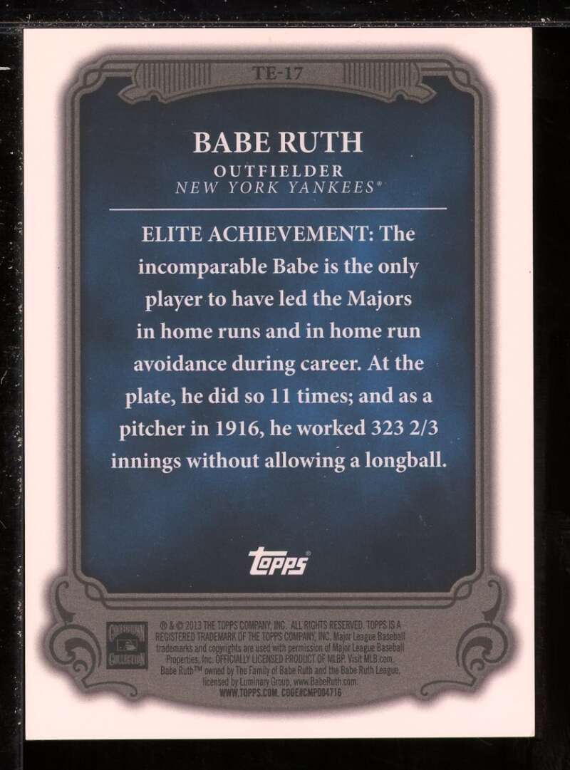 Babe Ruth Card 2013 Topps The Elite #TE17 Image 2