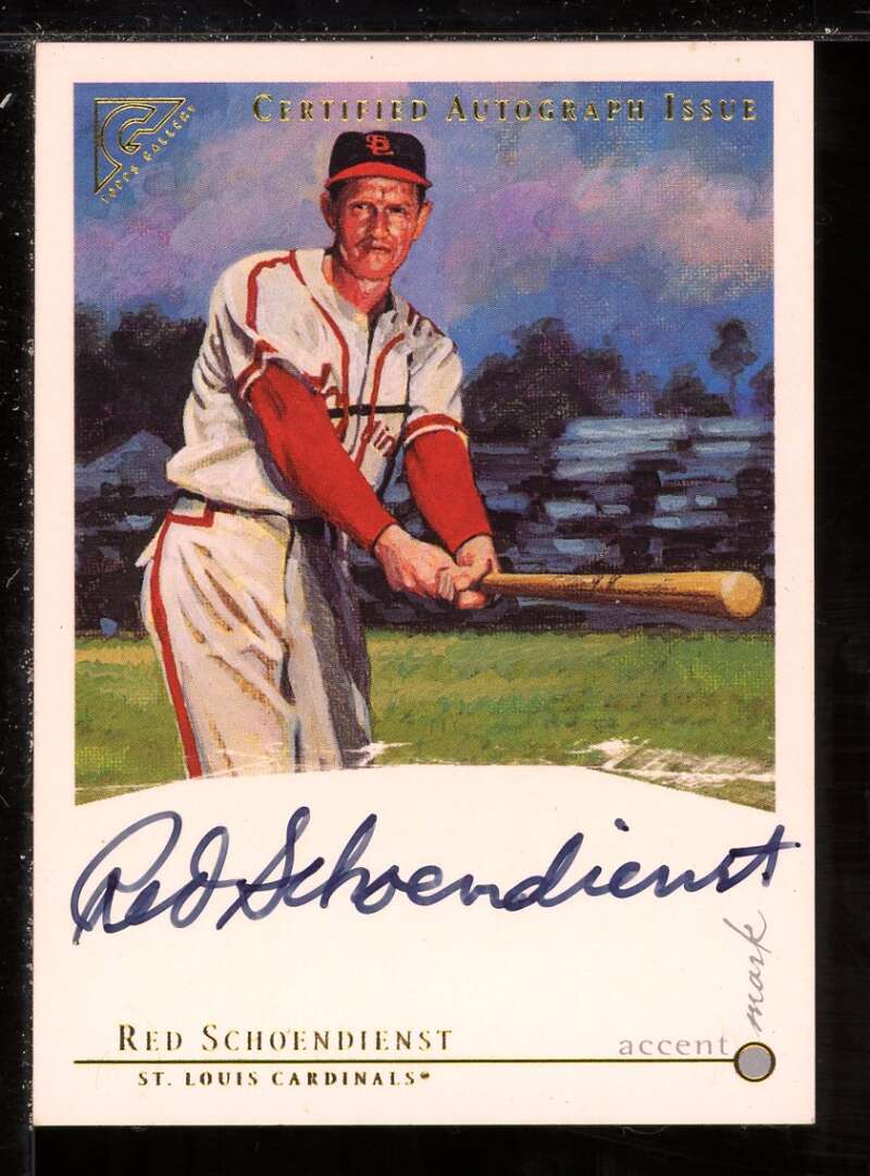Red Schoendienst C Card 2003 Topps Gallery HOF Accent Mark Autographs #RS Image 1