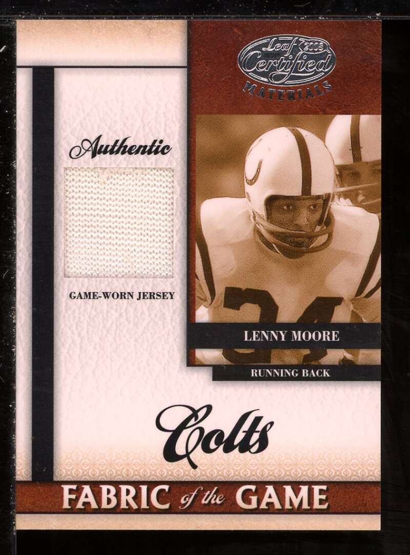Lenny Moore Card 2008 Leaf Certified Materials Fabric of the Game #49 Image 1
