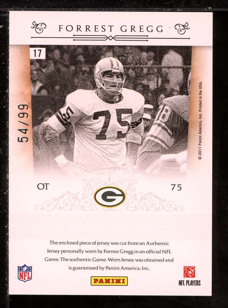 Forrest Gregg 2010 Playoff National Treasures NFL Greatest Materials #17 /99 Image 2