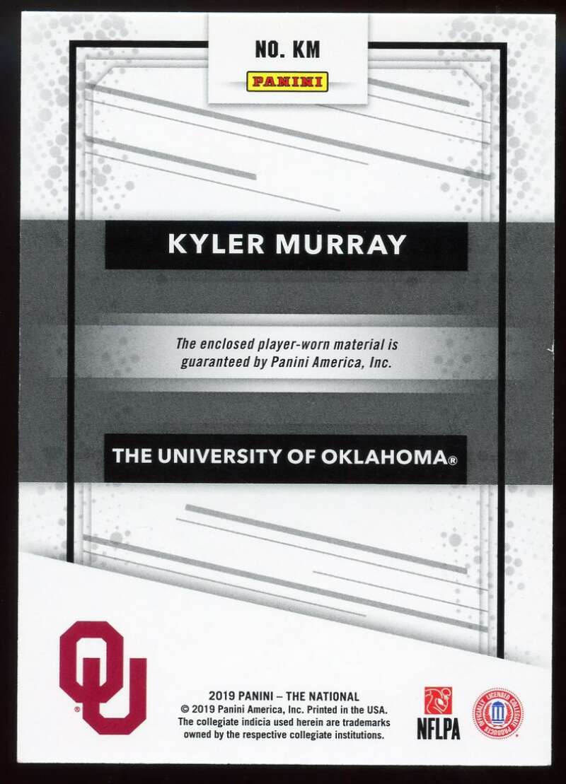 Kyler Murray Rookie Card 2019 The National Oklahoma Jersey Card #KM Image 2